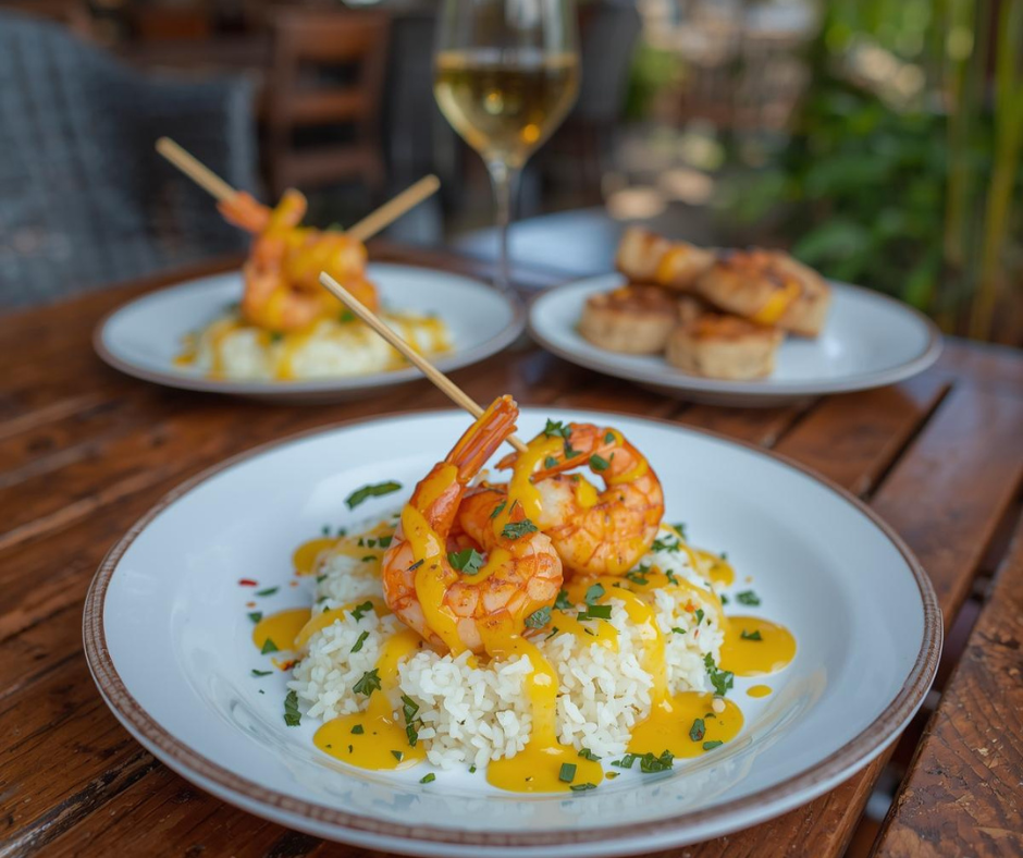 Lemon-Mango Passionfruit Prawns with Coconut Rice