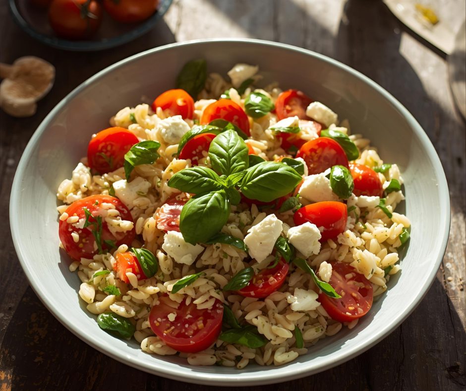 Tomato, Orzo, Feta and Basil salad