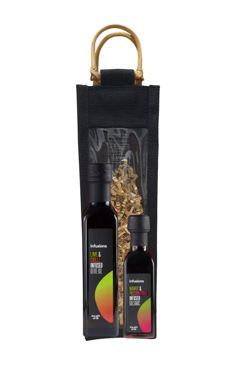 250ml Lime & Chilli Oil & 100ml Mango & Passionfruit Balsamic (meduim gift bag)