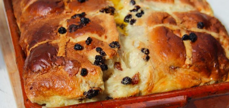 Hot Cross bread & butter pudding! … without the butter!! featured image